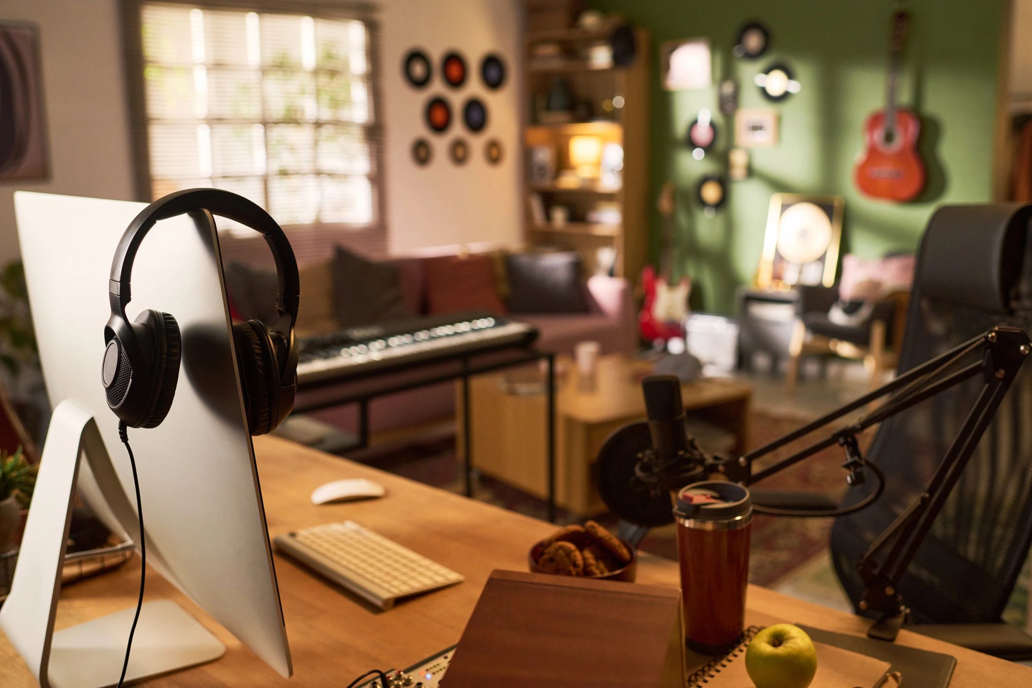 Professional radio and podcast production workspace